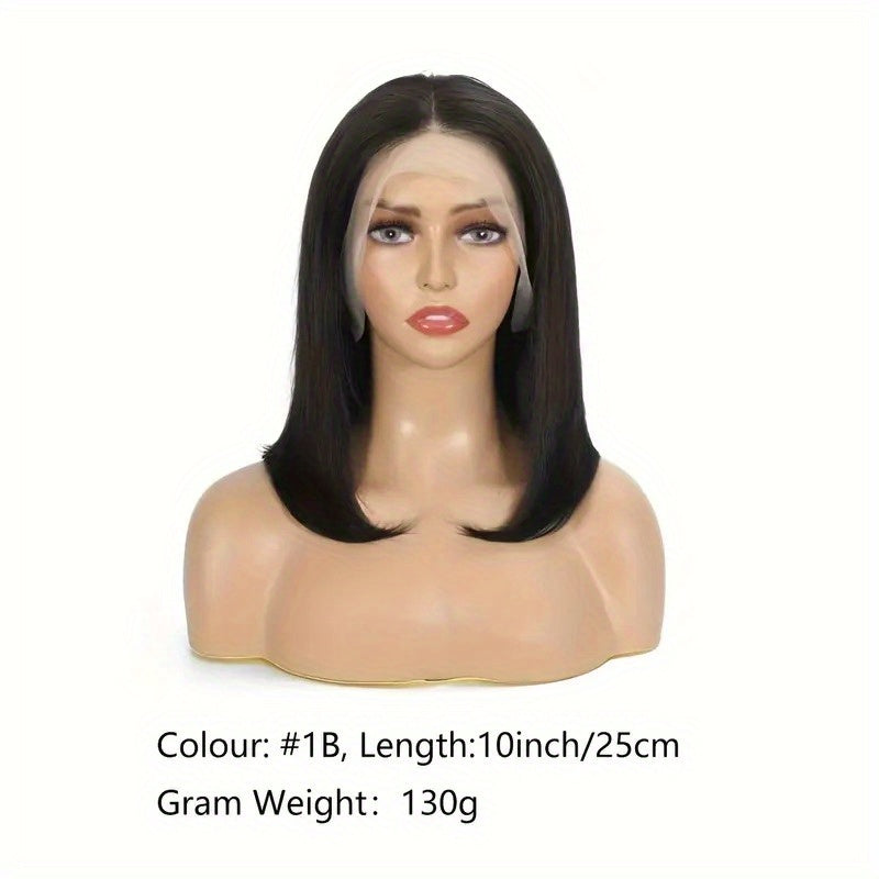 Elegant Straight Bob Wig - 200% Density 13x4 HD Lace Front, Pre-Plucked with Baby Hair, Glueless Brazilian Human Hair, Shoulder-Length Bob Style for Women, Natural Look, 100% Real Human Hair, Short Hair Wig